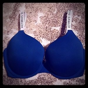 Victoria's Secret Blue Logo Straps Bra 34DD